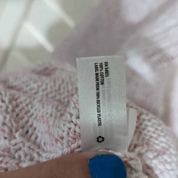 Cable Knit Pink and White Tunic Asymmetrical Sweater Sz Medium - Picture 7 of 7